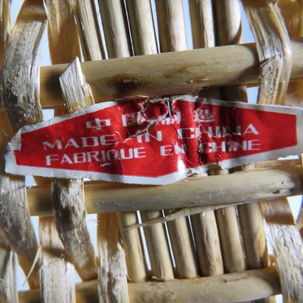 blonde wicker cane natural basket (Large Bread or Fruit or Mail Basket) two tone